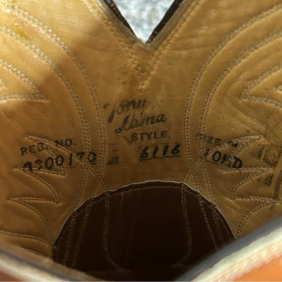 Vintage Tony Lama Cowboy Boots Men’s 10.5 Brown Rodeo Western Point Toe Leather - Picture 2 of 8